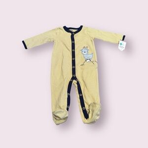 NWT Carter's Baby Mustard Yellow Striped Footies Mountain Goat Design 6 Months